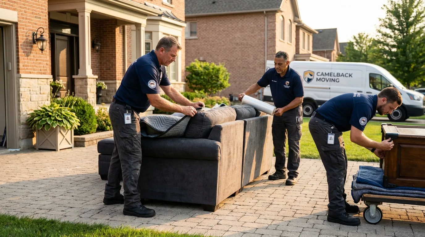 Large estate moving crew wrapping furniture in Sulligent, AL
